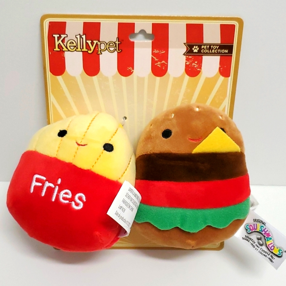 Squishmallow KellyPet KellyToy 2 Pack Pet Toy Collection Burger and Fries NWT